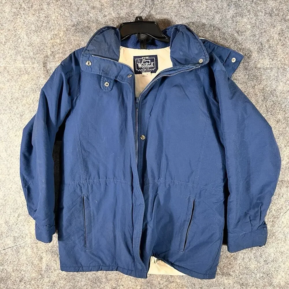 Vtg Woolrich‎ Mens Parka Jacket LARGE Blue Long / Lined USA Made/ Small Flaw